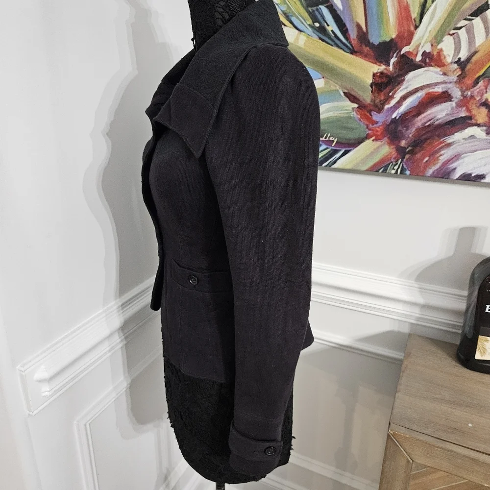 Vintage Free People Womens Size 4 Button Front Long Sleeve Black Jacket U Y2K - Picture 3 of 14